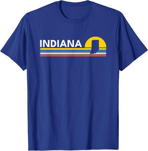 Indiana Map Souvenirs Vintage Retro T-Shirt - T-Shirt | Royal