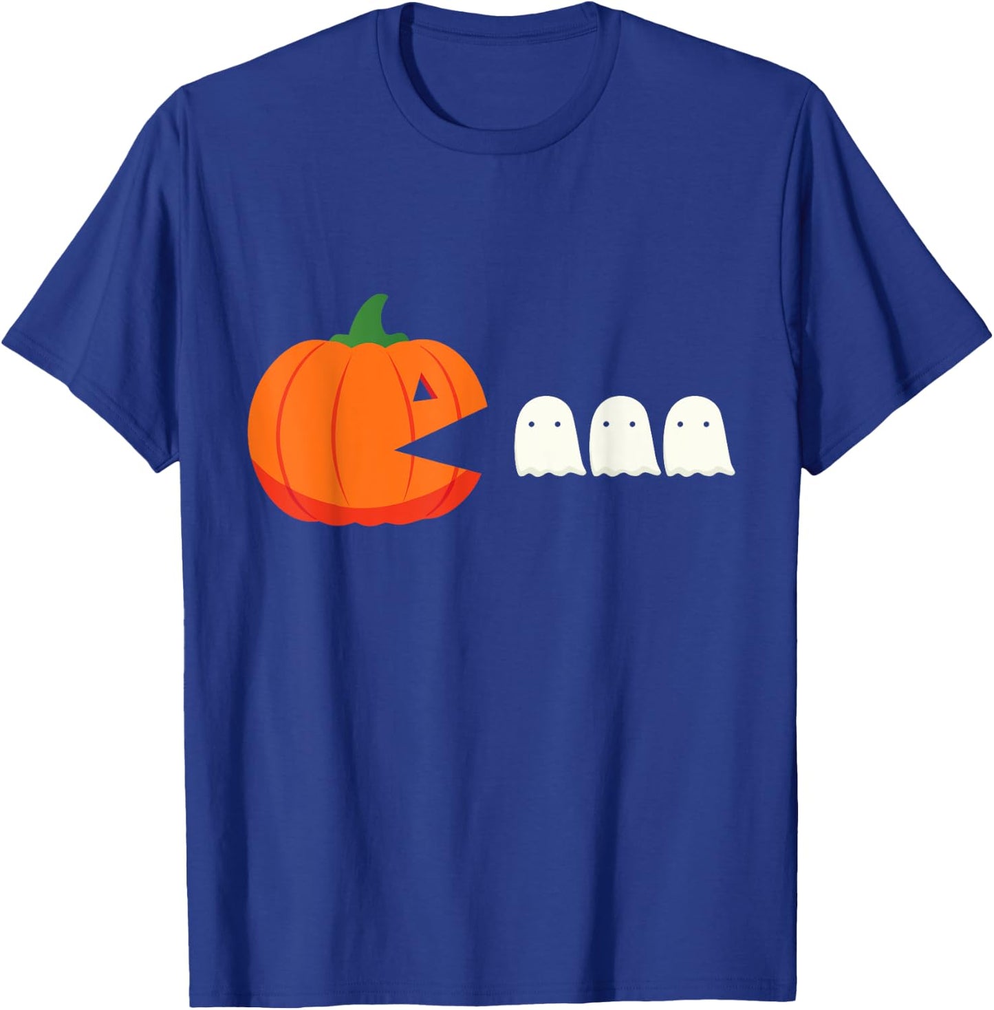 Happy Halloween Pumpkin eating Ghosts Retro Gaming Gamer T-Shirt - T-Shirt | Royal