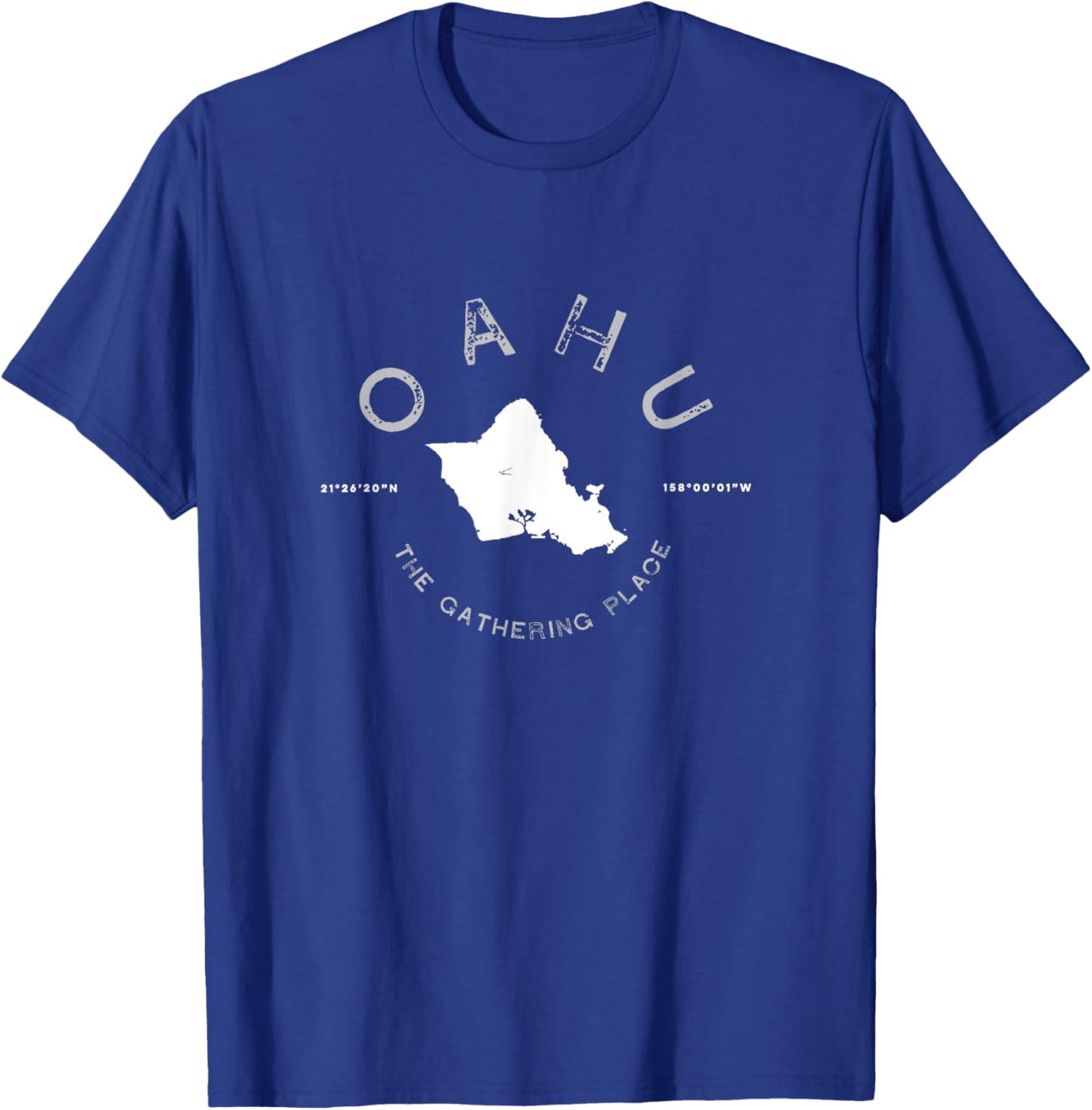 Oahu Hawaii Graphic Map Vintage Retro T T-Shirt - T-Shirt | Royal