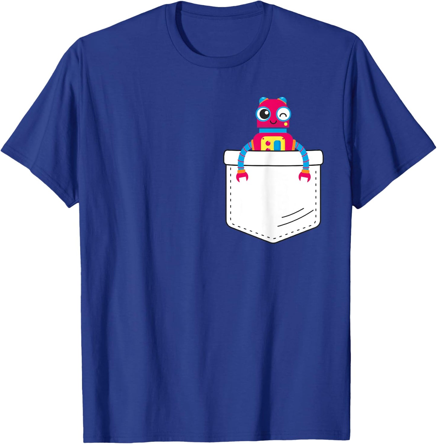 Cute robot inside fake pocket, boys robot shirt T-Shirt - T-Shirt | Royal