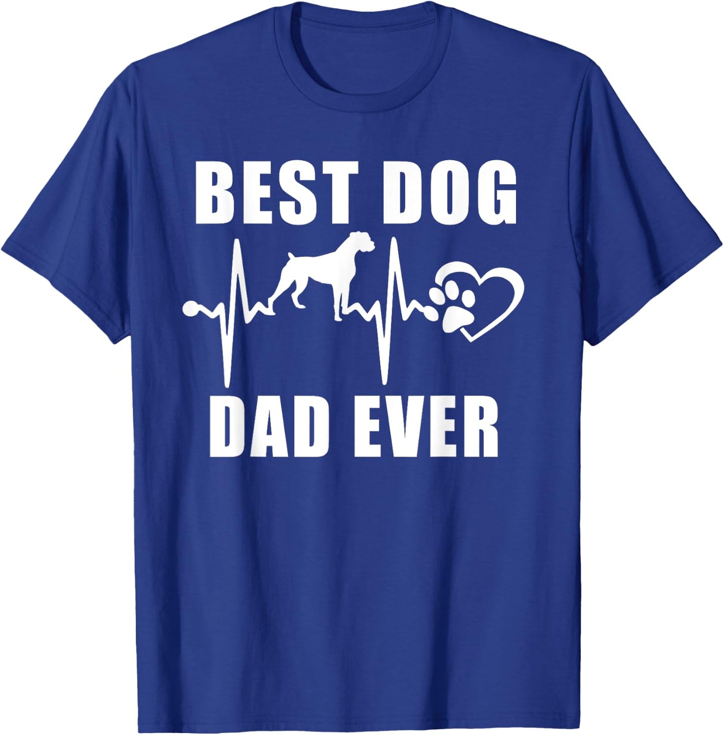 Best Dog Dad Ever Boxer Dog Heartbeat Paw Puppy Lover Men Women Kids T-Shirt - T-Shirt | Royal