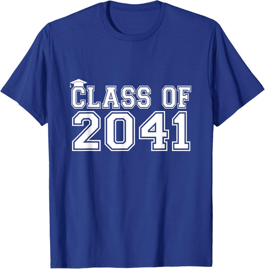 Class Of 2041 Grow With Me Graduation First Day of School T-Shirt - T-Shirt | Royal