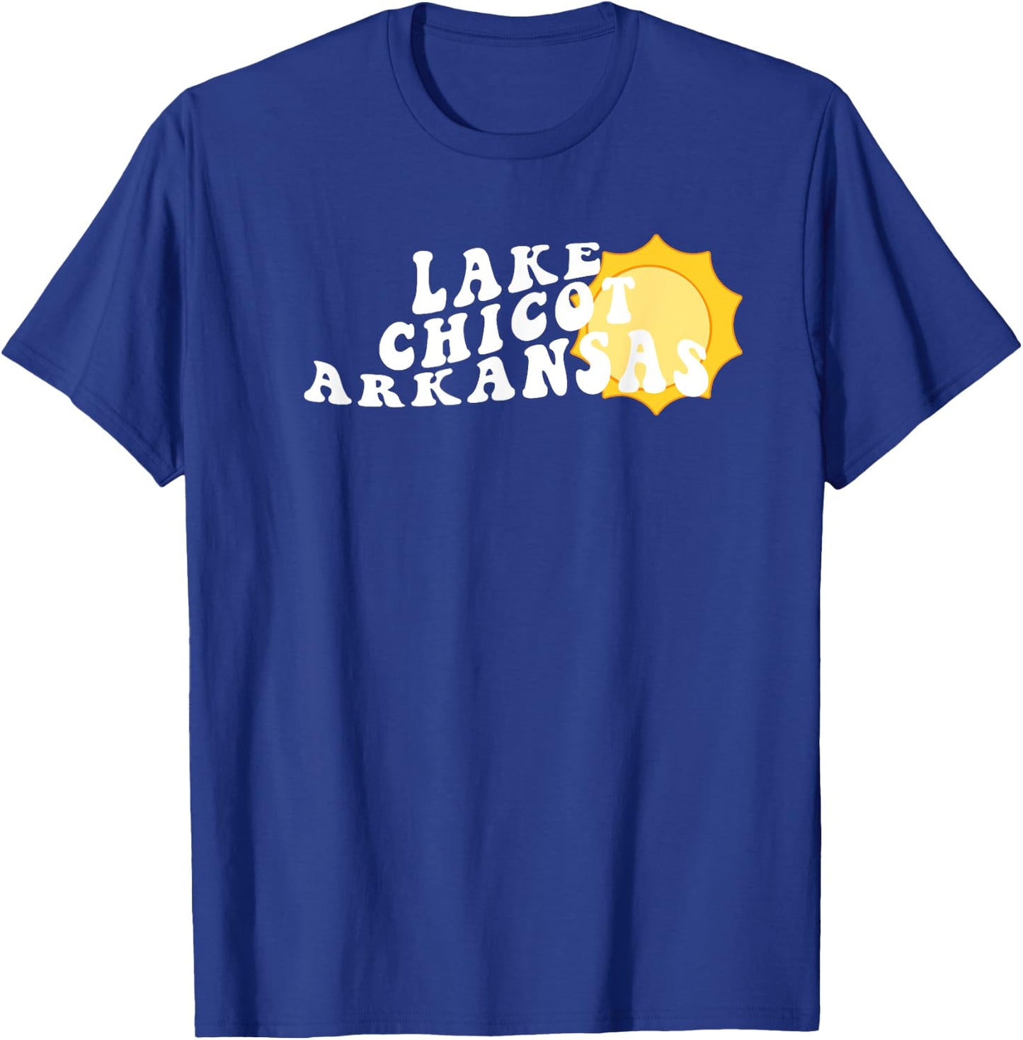 Lake Chicot Arkansas AR Retro Wavy Souvenir Vacation T-Shirt - T-Shirt | Royal