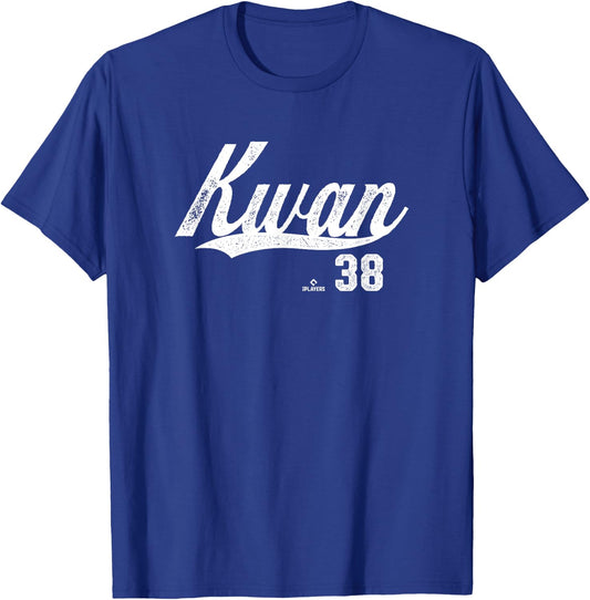 Distressed Swoosh Steven Kwan Cleveland Baseball MLBPA T-Shirt - T-Shirt | Royal