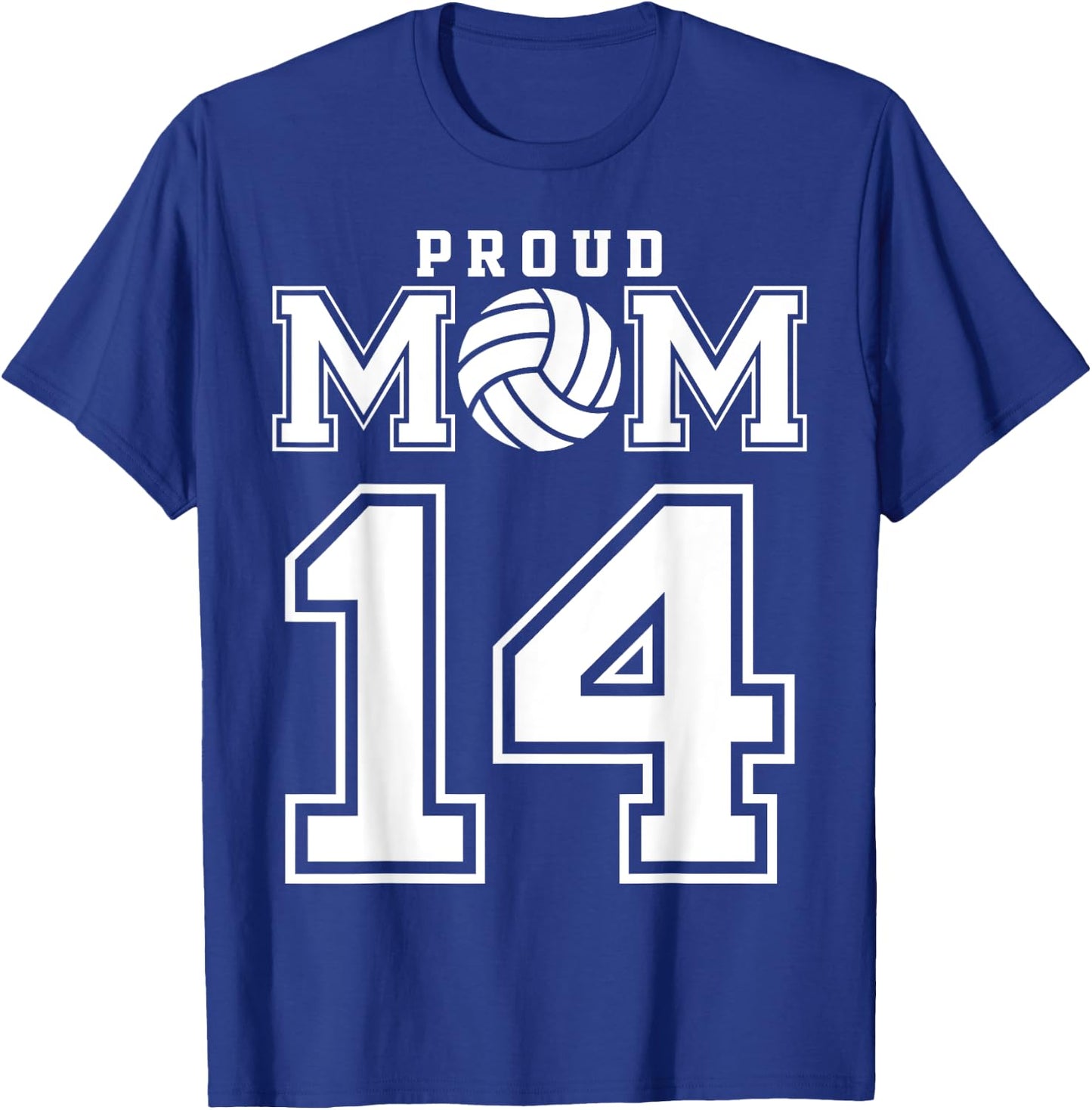 Custom Proud Volleyball Mom Number 14 Personalized Women T-Shirt - T-Shirt | Royal