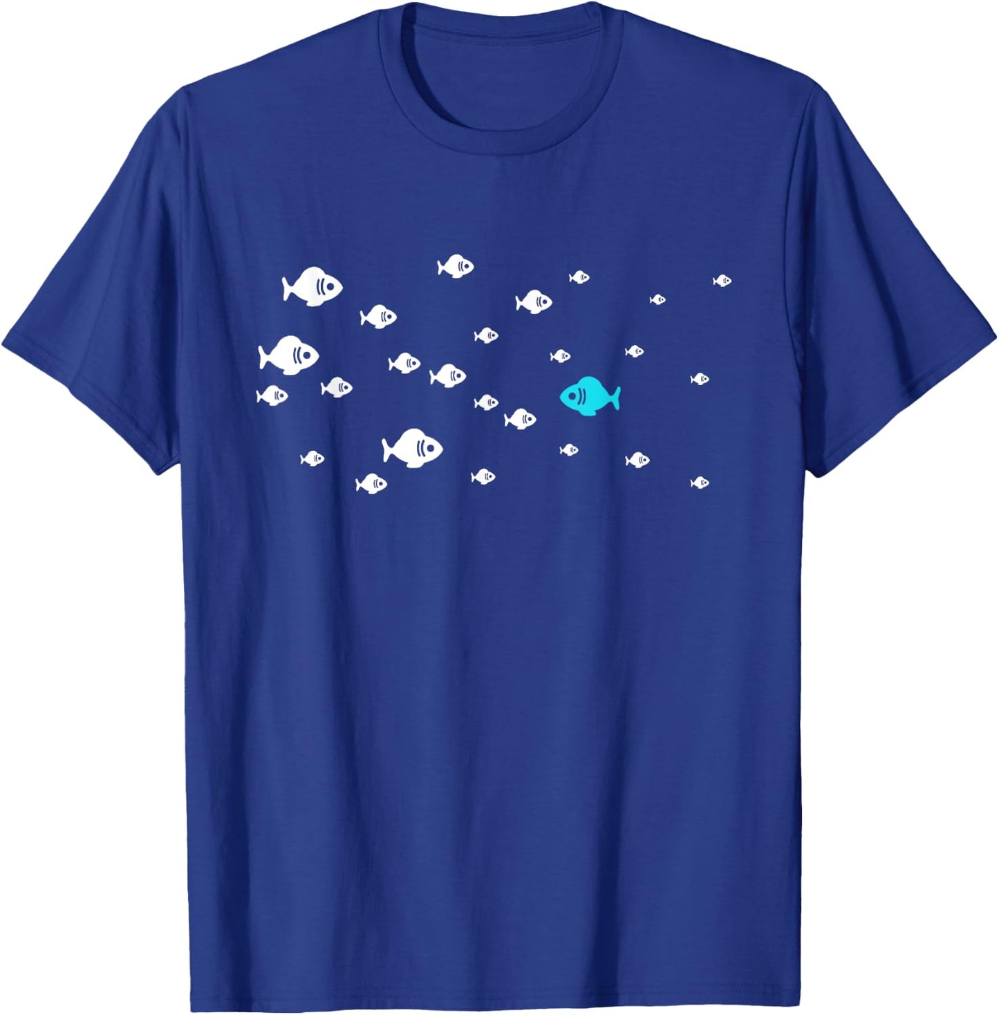 Fish Swim Against The Current In The Sea - Think Differently T-Shirt - T-Shirt | Royal