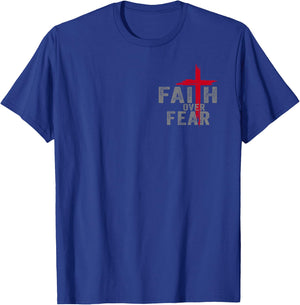 Christian Minimalist Religious Christ Faith Over Fear Cross T-Shirt - T-Shirt | Royal