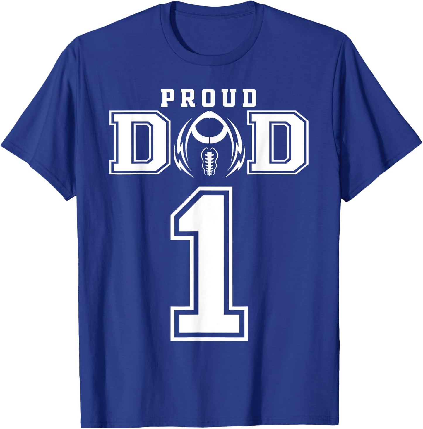 Custom Proud Football Dad Number 1 Personalized T-Shirt - T-Shirt | Royal