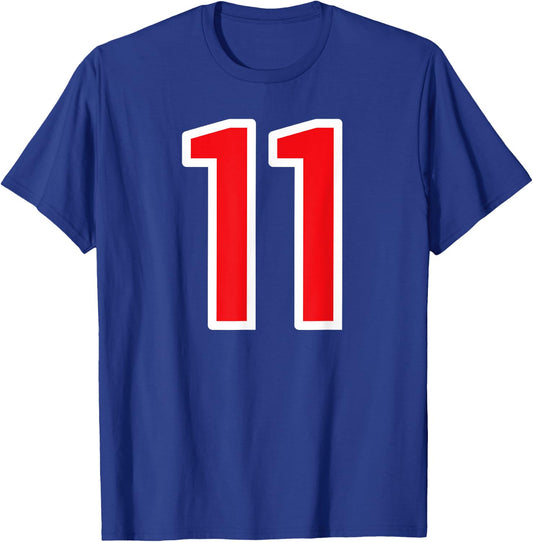 Number #11 Sports Team White Red Number T-Shirt - T-Shirt | Royal