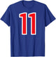 Number #11 Sports Team White Red Number T-Shirt - T-Shirt | Royal