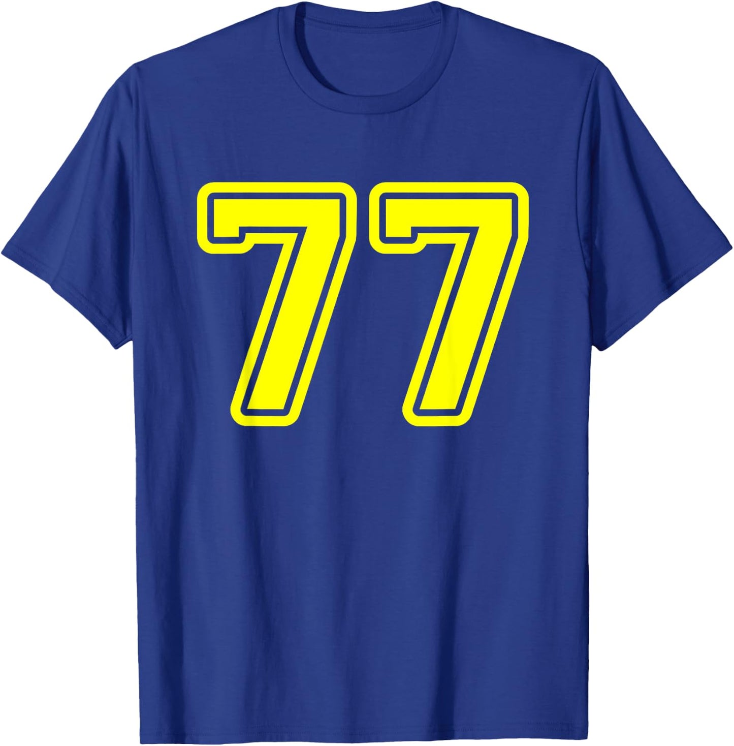 Number #77 Yellow Sports Team Number 77 T-Shirt - T-Shirt | Royal