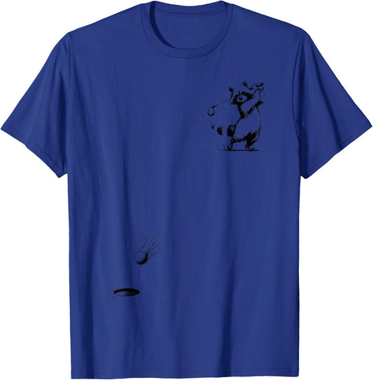 Retro Cute Raccoon Playing Golf Golfer Golf Lovers T-Shirt - T-Shirt | Royal