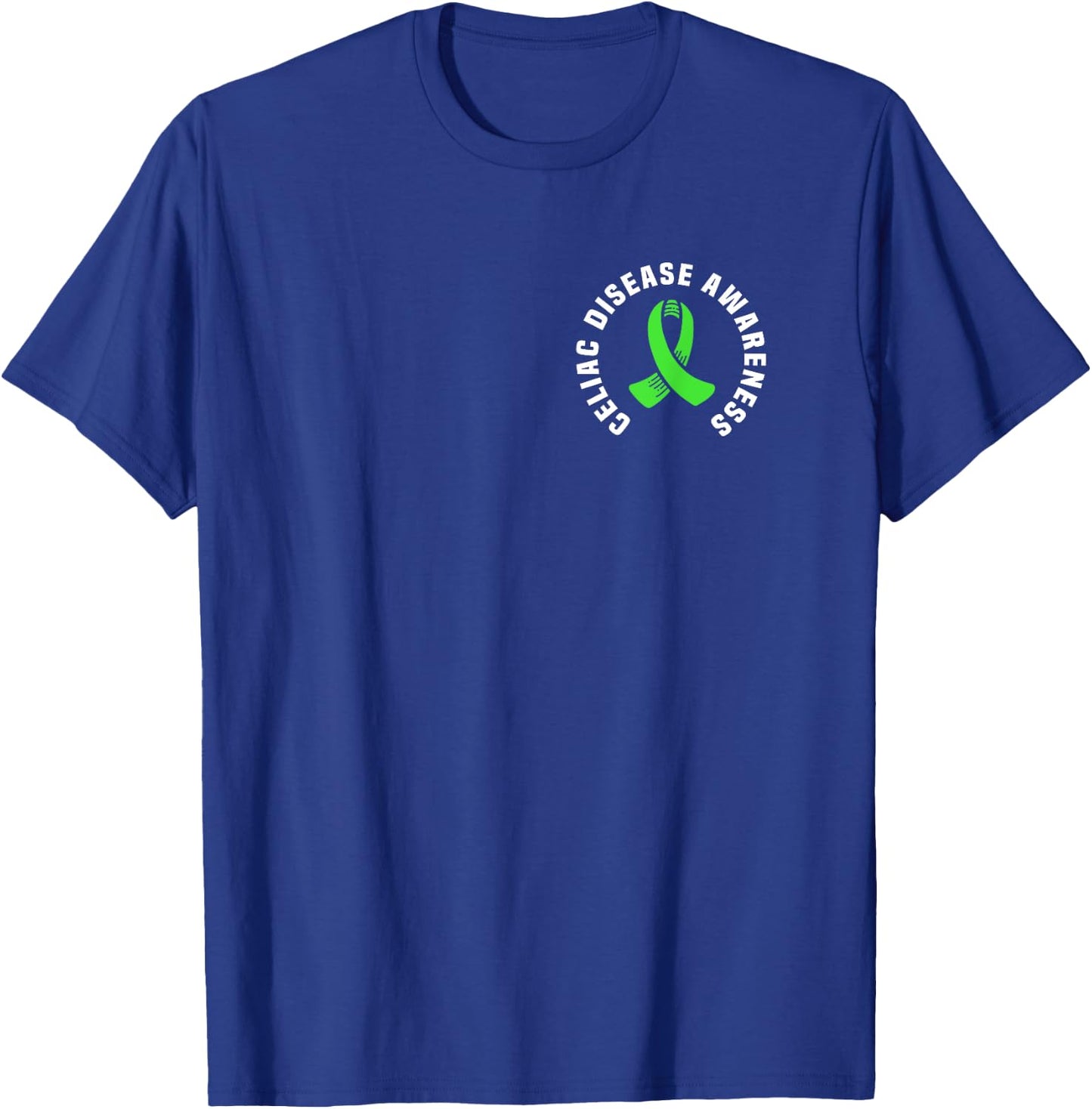 Celiac Disease Awareness Pocket Apparel With Green Ribbon T-Shirt - T-Shirt | Royal