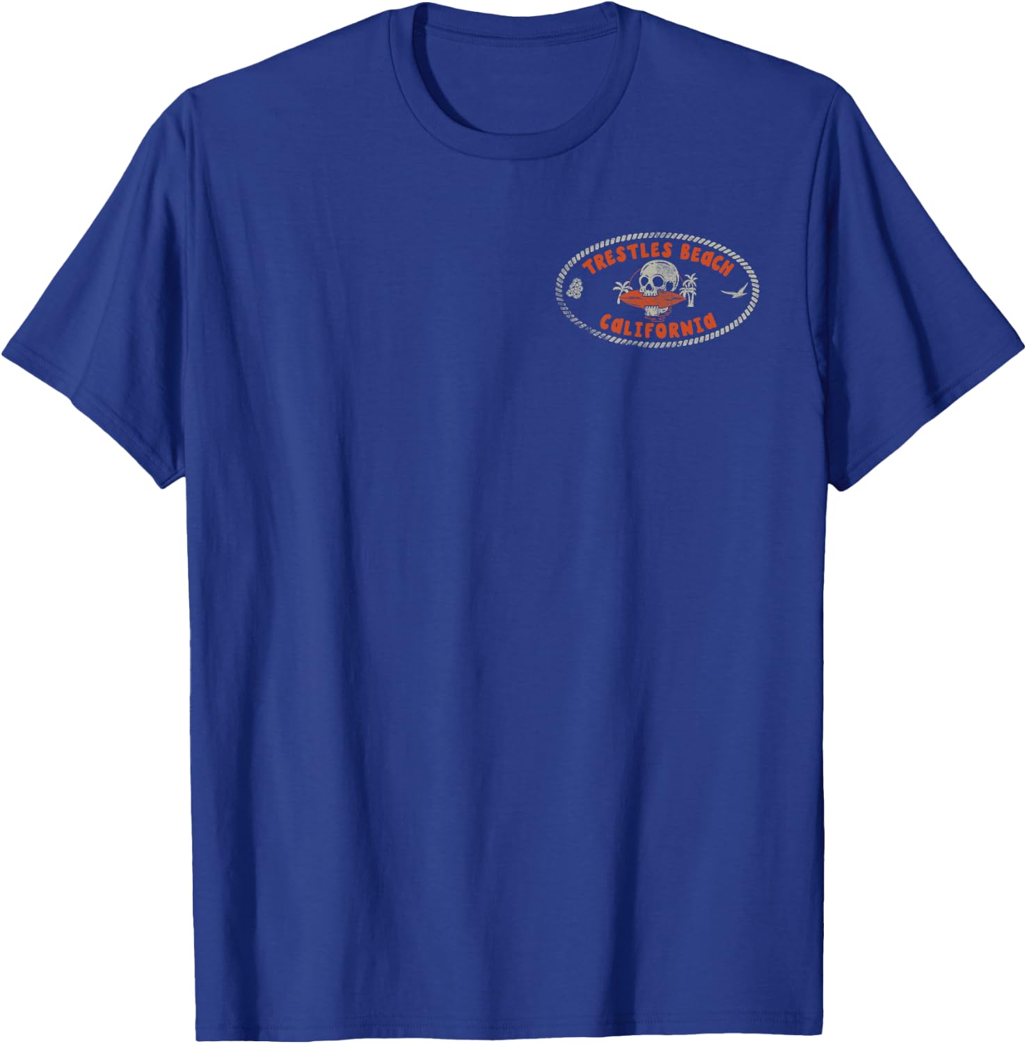 Trestles Beach California CA Retro Surfer Front & Back T-Shirt - T-Shirt | Royal