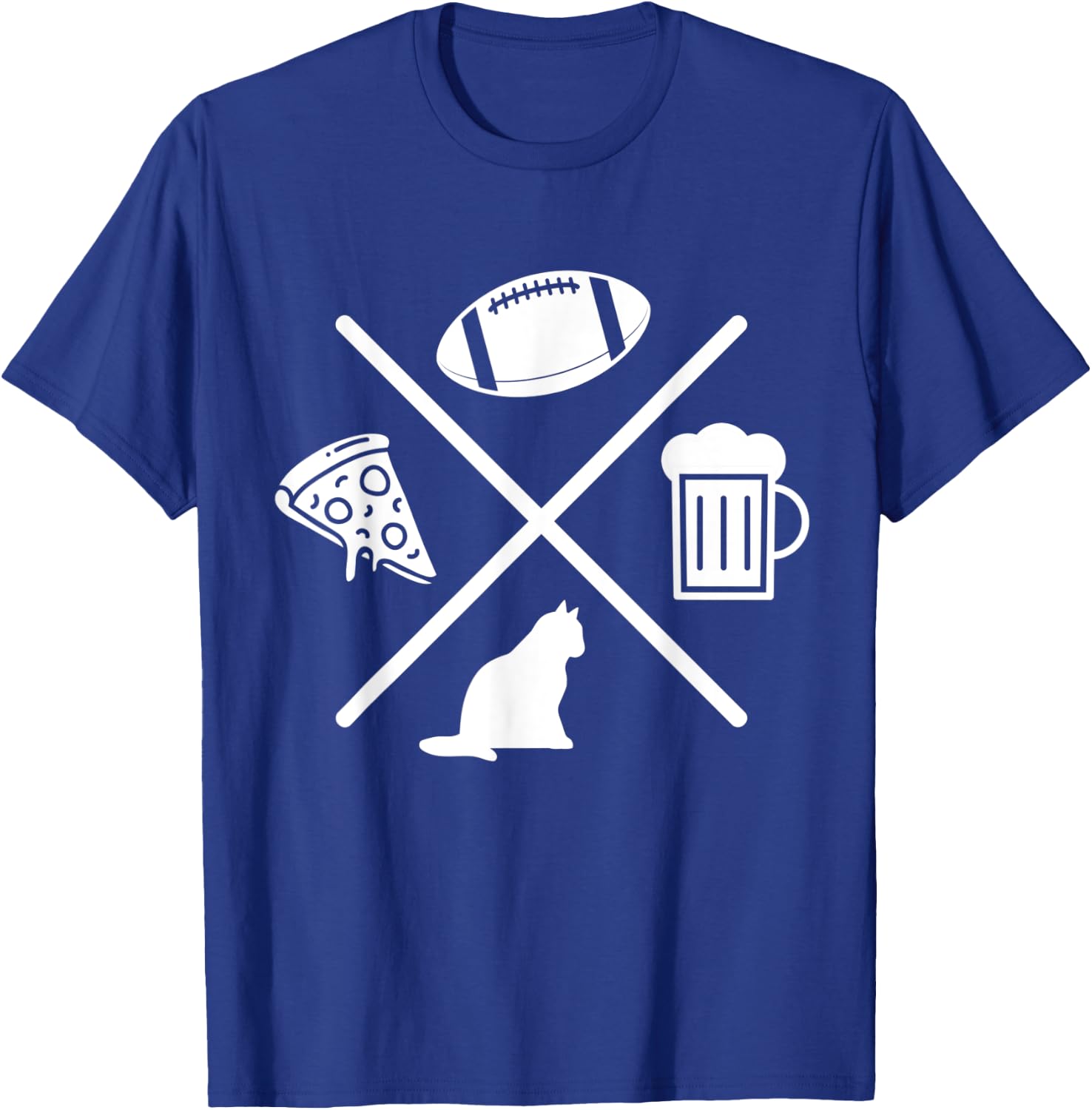 Football Beer Cats Pizza Feline Snack Food Gift T-Shirt - T-Shirt | Royal