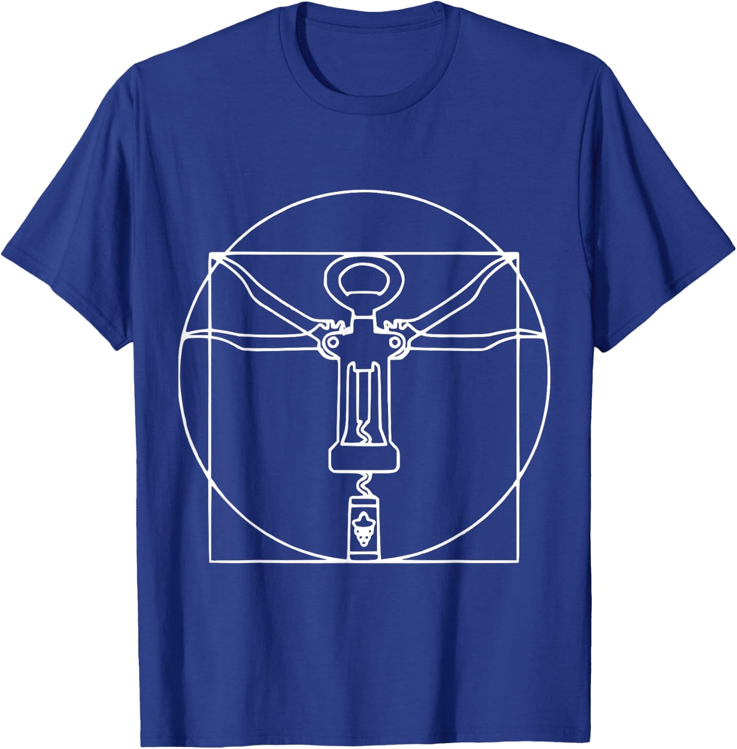 Vitruvian man wine cork screw Leonardo Da Vinci T-Shirt - T-Shirt | Royal