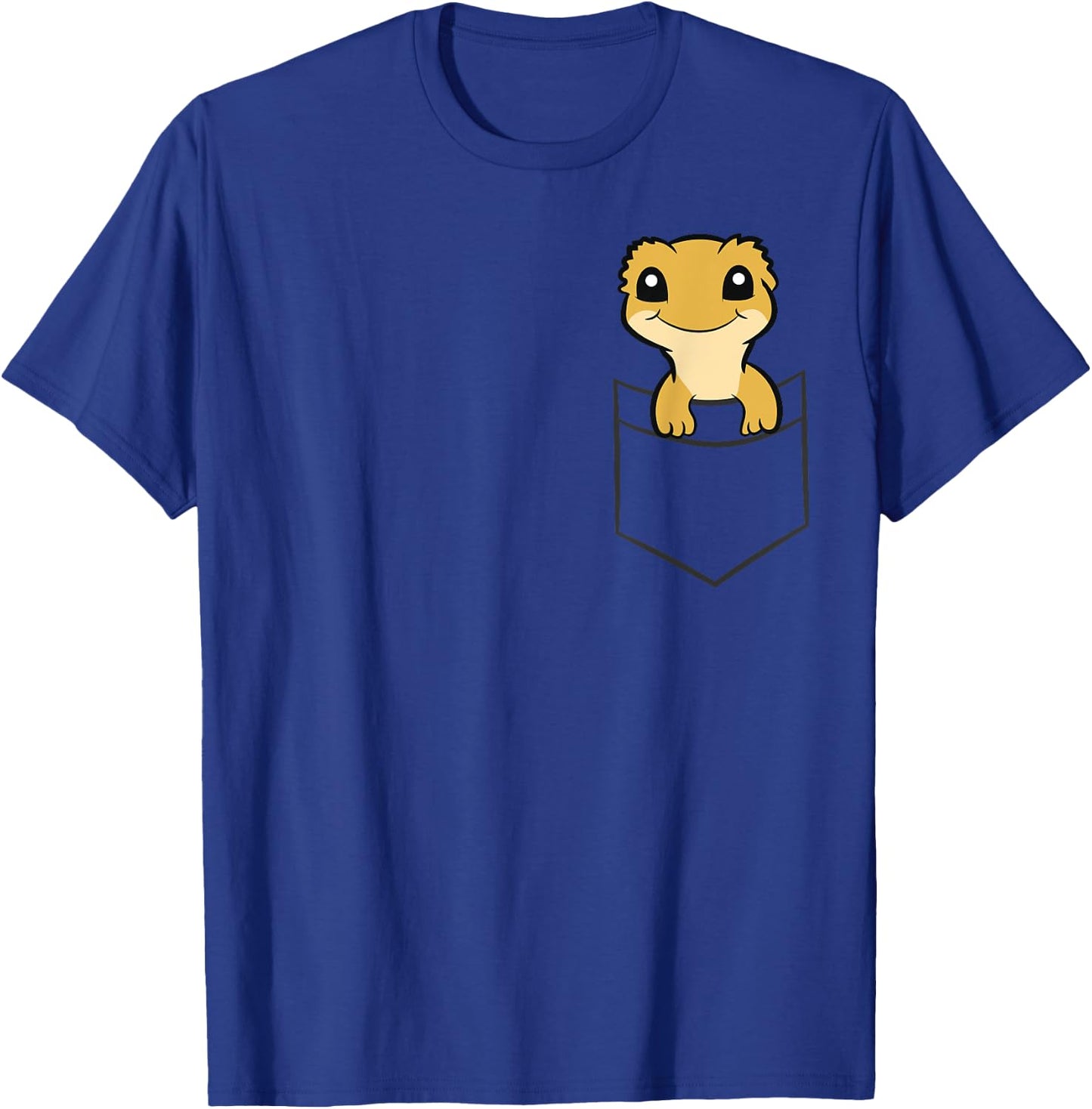 Crested Gecko In a Pocket Funny Pocket Crested Gecko T-Shirt - T-Shirt | Royal