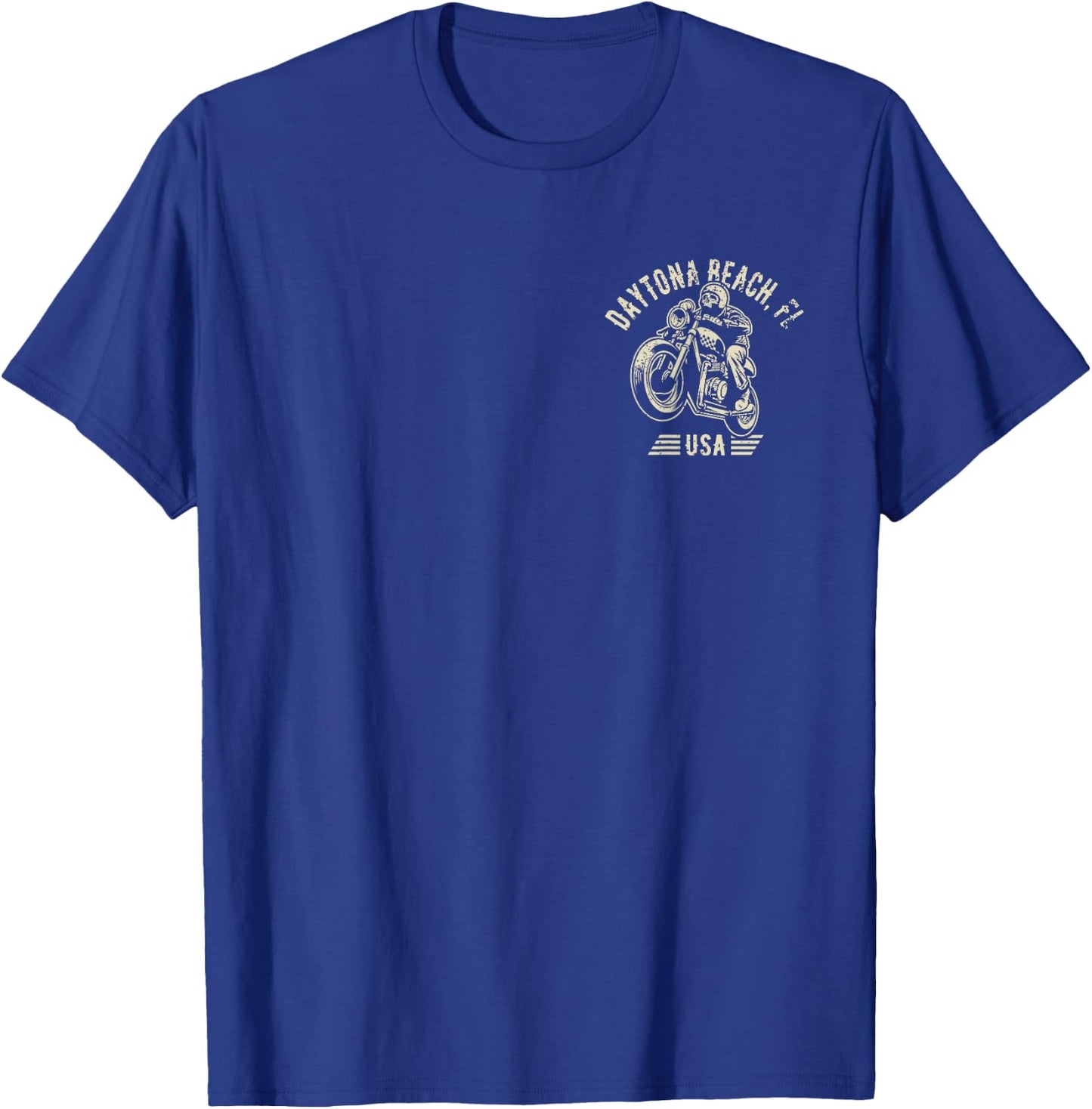 Daytona Beach FL USA Motorcycle Skull Rider Vintage Design T-Shirt - T-Shirt | Royal