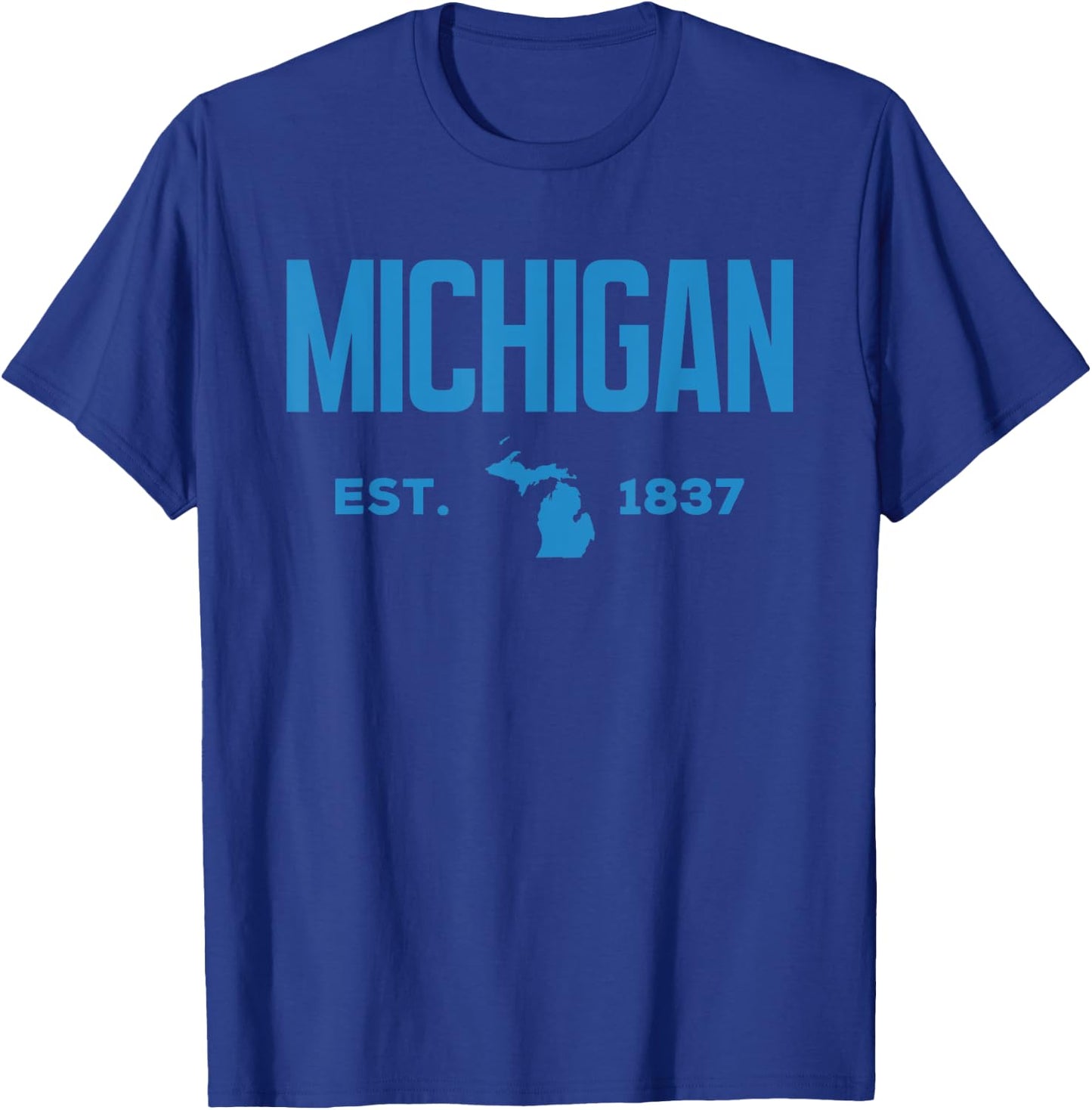 Michigan Retro Est Date Love Michigan Best State T-Shirt - T-Shirt | Royal