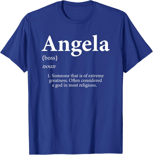 Angela Definition Funny First Name Birthday Party For Angela T-Shirt - T-Shirt | Royal