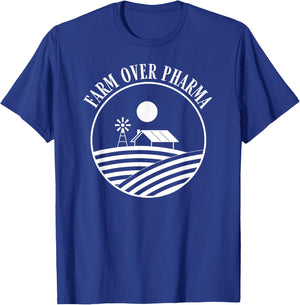 Farm Over Pharma , Small, Black T-Shirt - T-Shirt | Royal