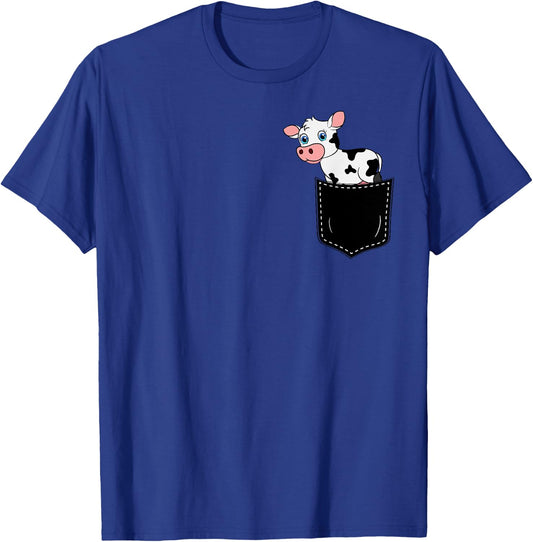 Pocket Animal Cute Cow Funny Cow Lover Adorable Pocket Cow T-Shirt - T-Shirt | Royal