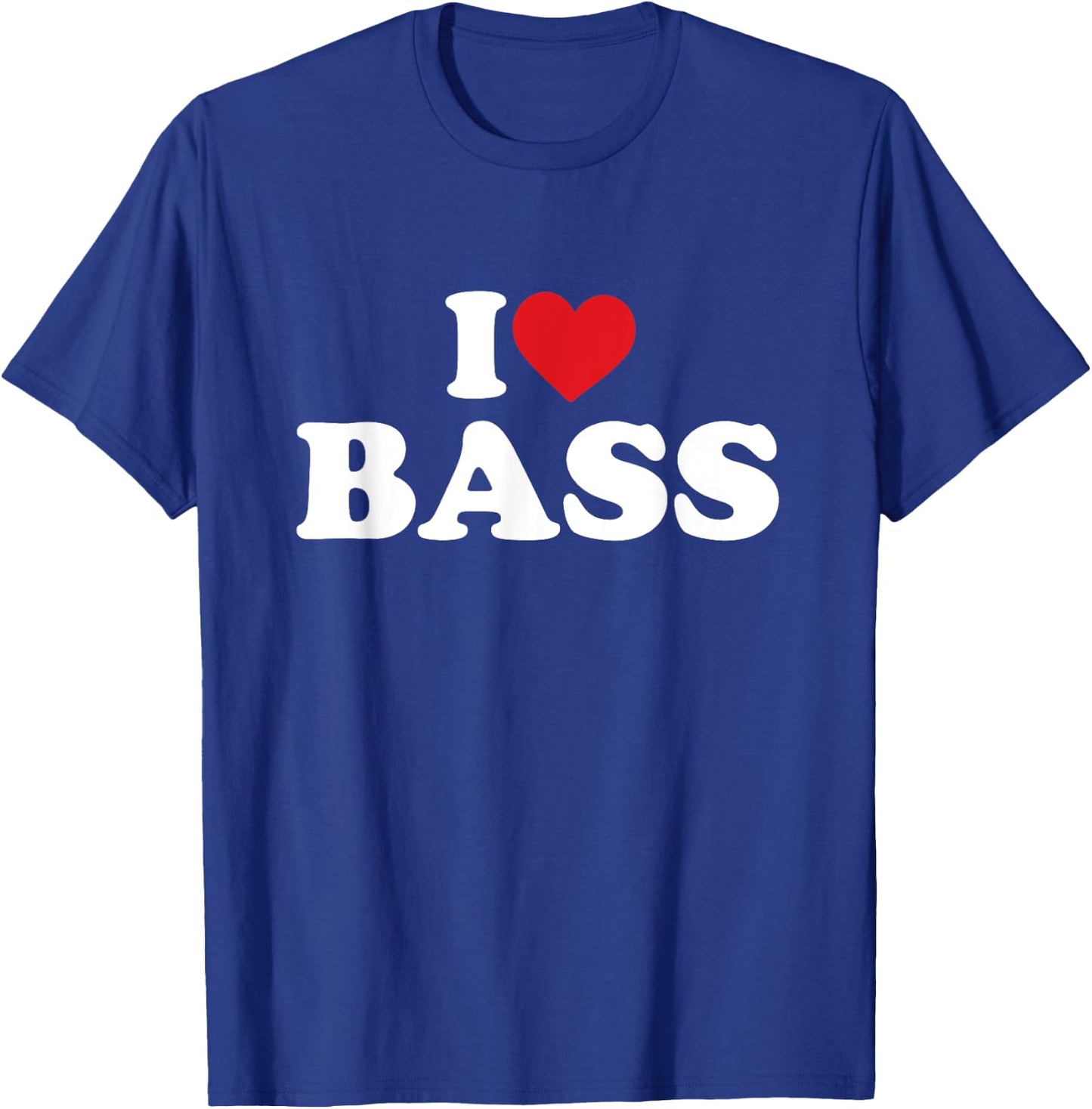 I Love Bass Funny Red Heart Love T-Shirt - T-Shirt | Royal