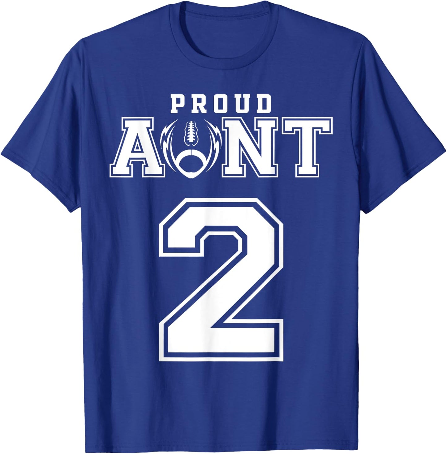 Custom Proud Football Aunt Number 2 Personalized T-Shirt - T-Shirt | Royal