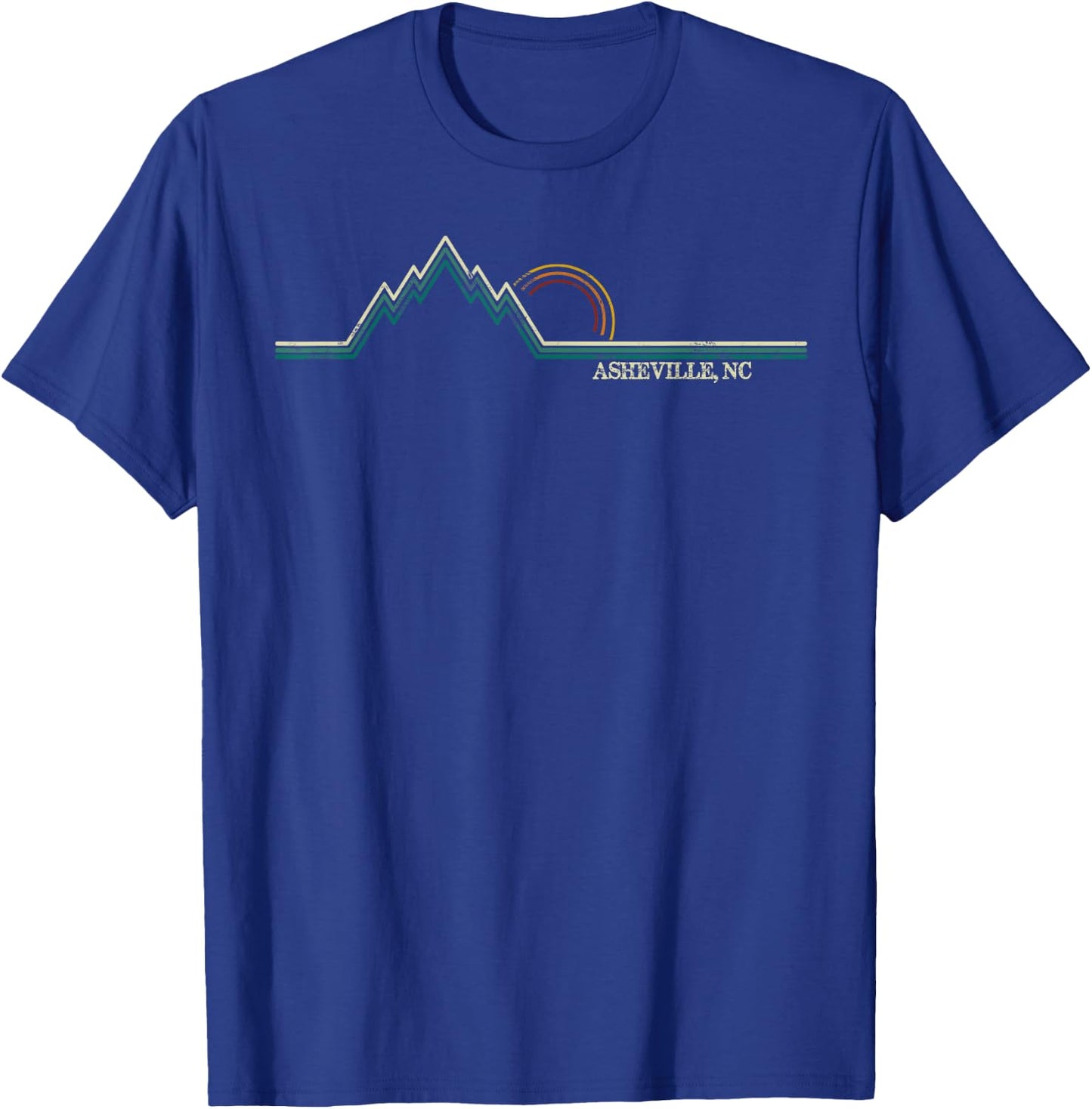 Retro Mountains Asheville, North Carolina Summer Hiking Men Women Girls Kids T-Shirt - T-Shirt | Royal