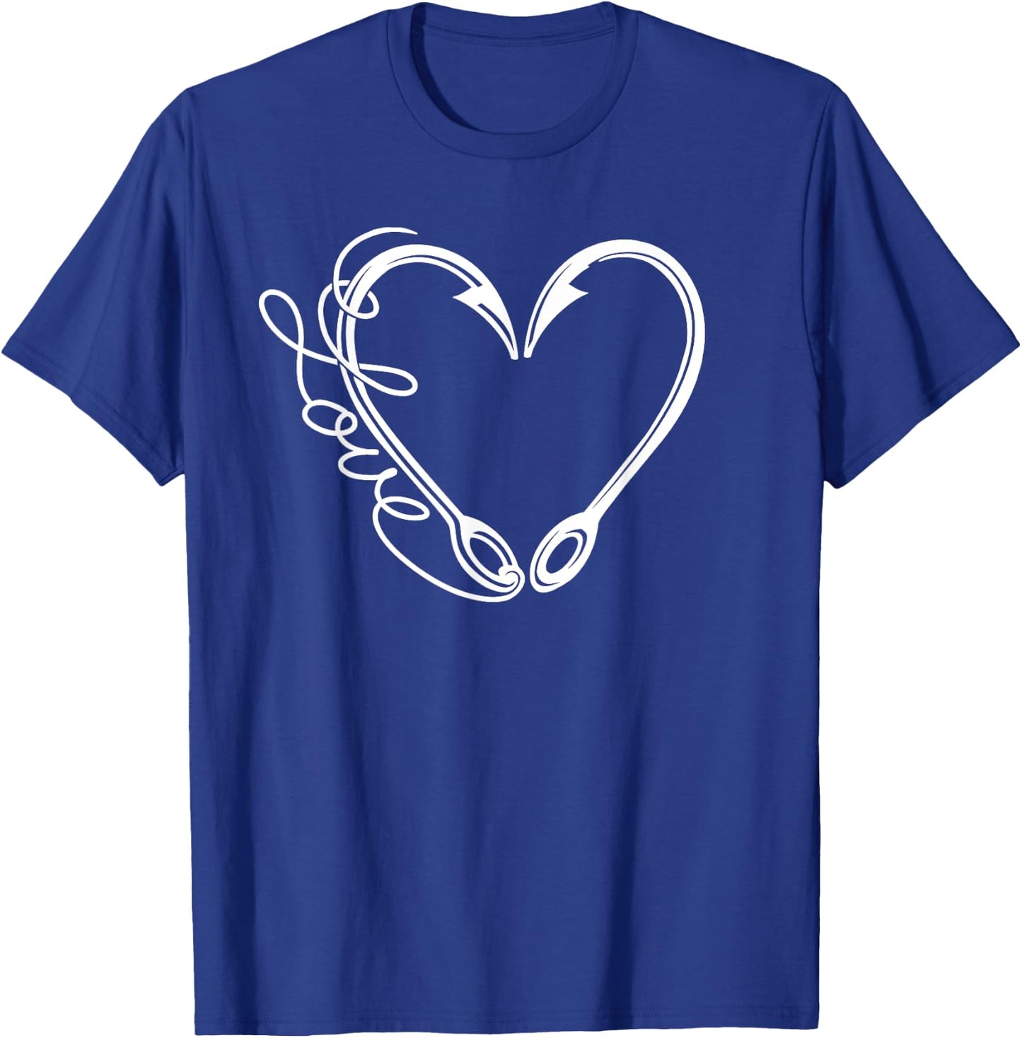 Love Fishing Heart Hooks Line Fisherman Women Men Boys Kids T-Shirt - T-Shirt | Royal