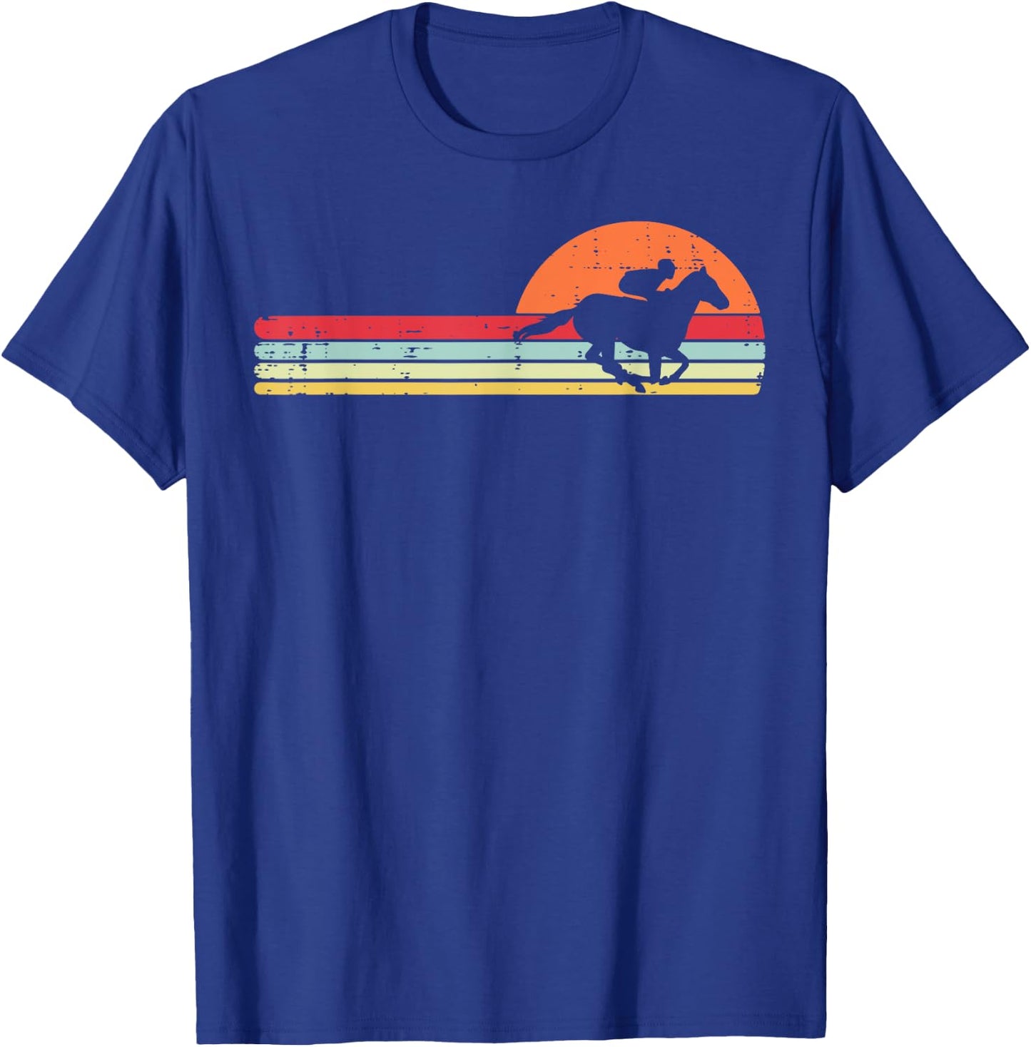 Horse Riding Chest Sunset Retro Racing Equestrian Men Women T-Shirt - T-Shirt | Royal