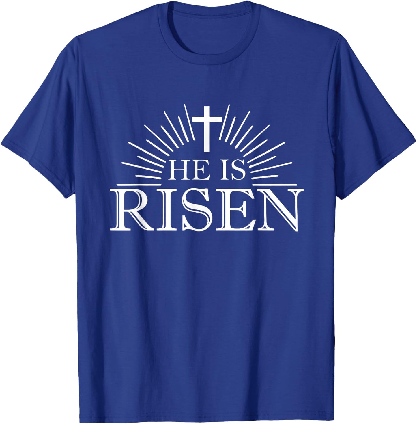 Happy Easter Shirt He Is Risen Jesus Cross Scripture Matthew T-Shirt - T-Shirt | Royal