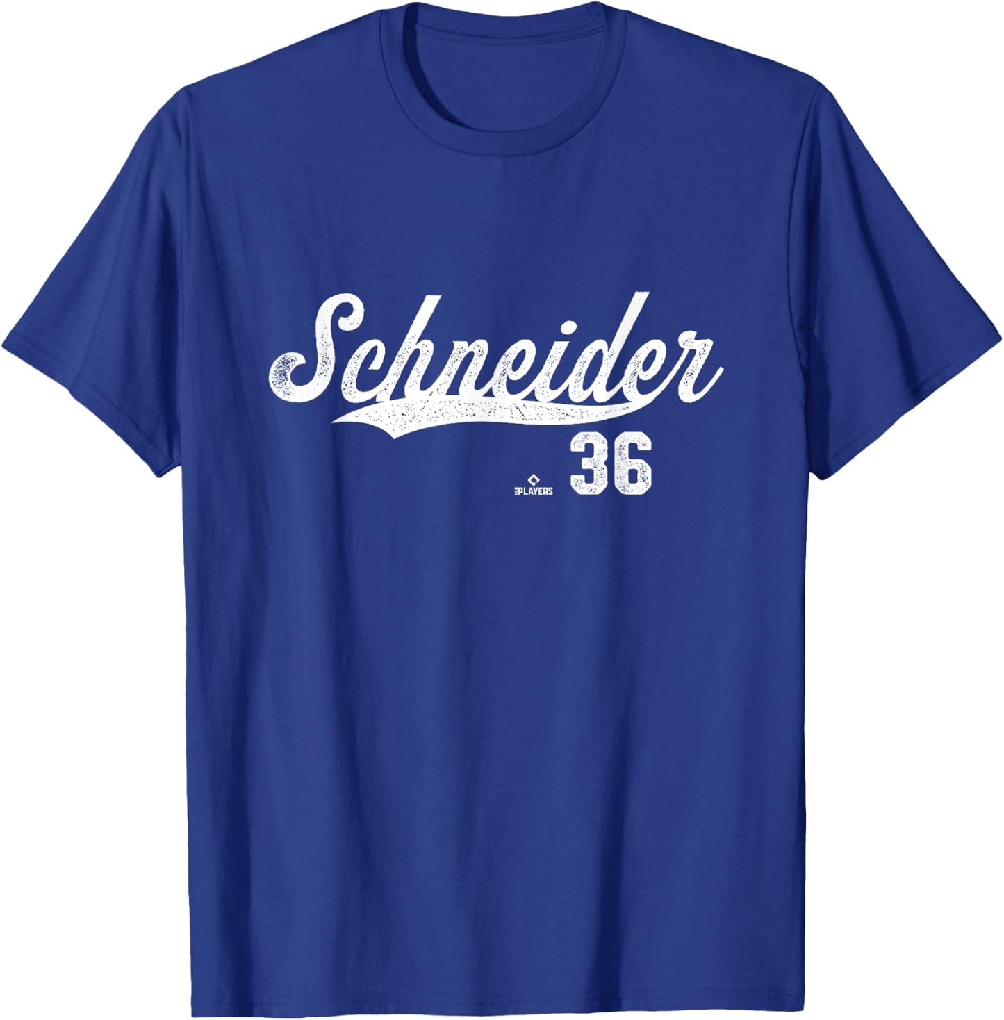 Distressed Swoosh Davis Schneider Toronto Baseball MLBPA T-Shirt - T-Shirt | Royal