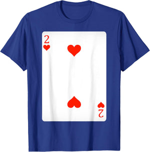 2 Two Of Hearts Playing Cards Shirt Easy Halloween Costume T-Shirt - T-Shirt | Royal