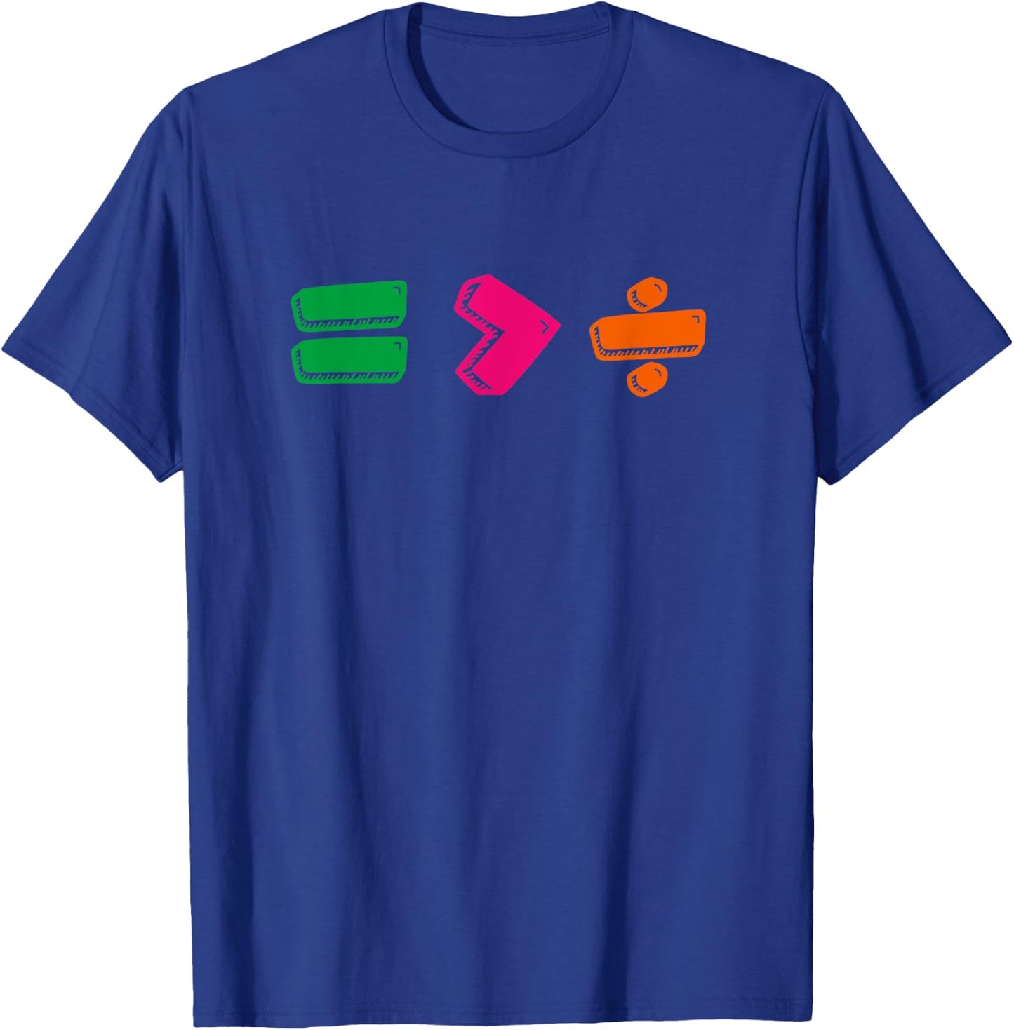 Tee4One Math Equal Greater Than Divide - Adults - Black - Small - Short Sleeve - Classic Fit - Modern - Fun - Exercise and Fitness - Casual - Cotton, Polyester T-Shirt - T-Shirt | Royal