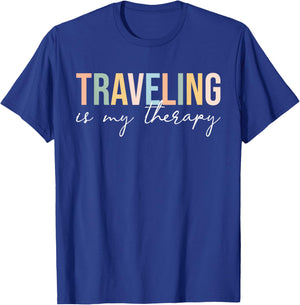 Traveling Is My Therapy Cool Travel Vacation Adventure Lover T-Shirt - T-Shirt | Royal