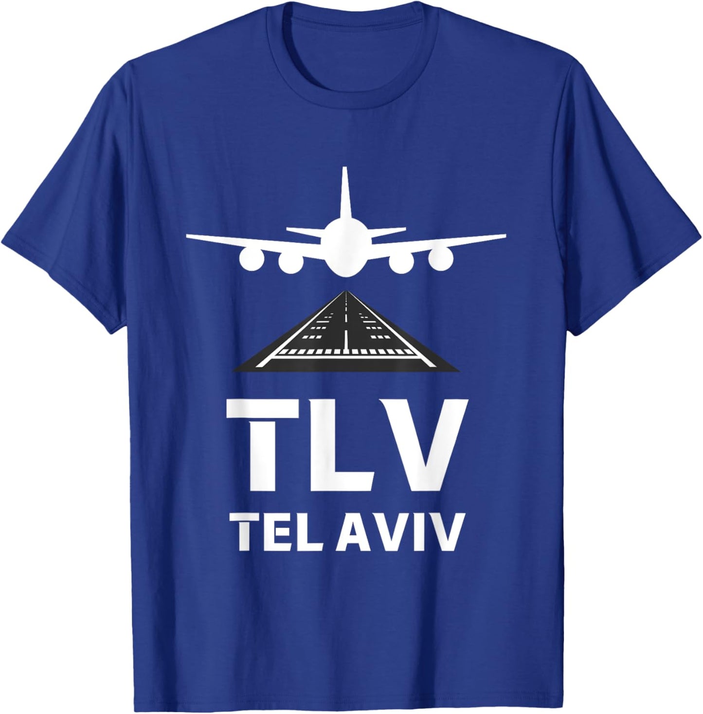 TLV Airport Tel Aviv, Israel Airplane Landing on Runway T-Shirt - T-Shirt | Royal