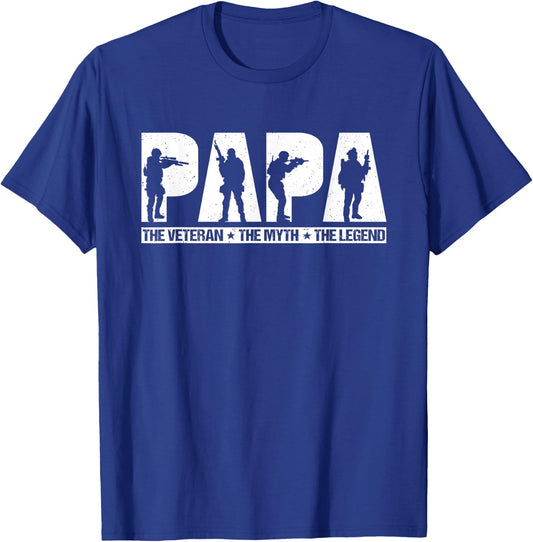 Papa Veteran The Myth The Legend Fathers Day Grandpa T-Shirt - T-Shirt | Royal