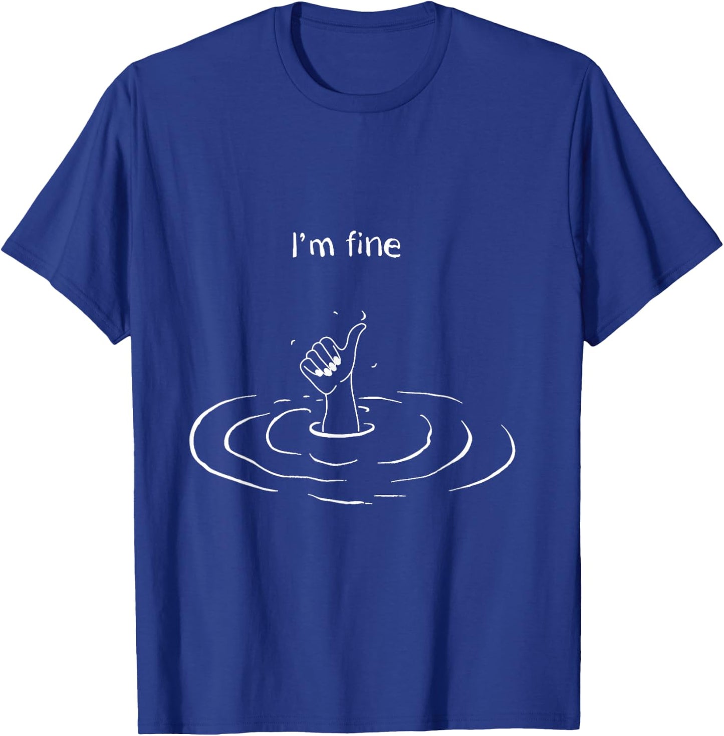 Vintage Retro Funny I'm Fine Hand Sign Funny Art Submerged Under Water , Small, Black T-Shirt - T-Shirt | Royal