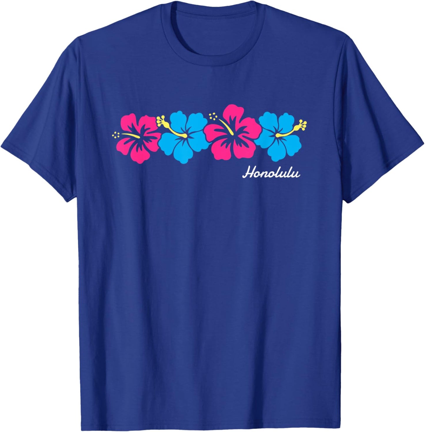 Honolulu Hawaii Hibiscus Flower Girls T-Shirt - T-Shirt | Royal