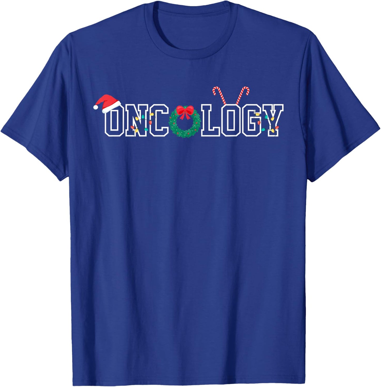 Oncology Nurse Christmas Wreath RN Oncologist Nursing T-Shirt - T-Shirt | Royal