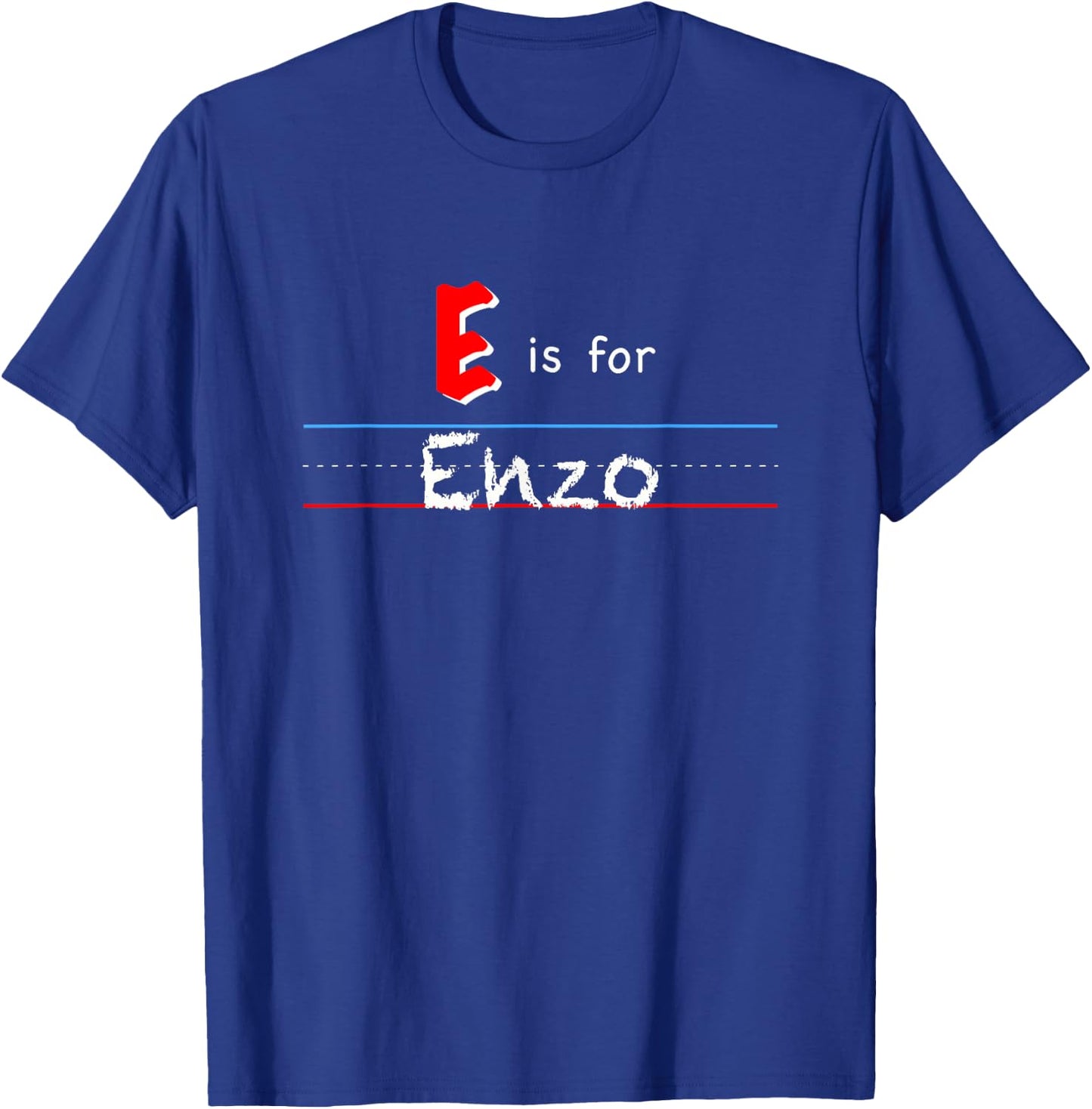 E Is For Enzo, boys custom personalized name kids school T-Shirt - T-Shirt | Royal
