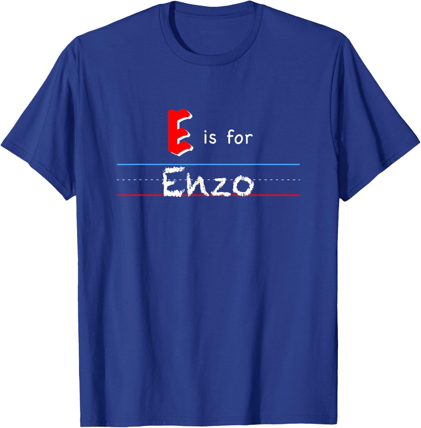 E Is For Enzo, boys custom personalized name kids school T-Shirt - T-Shirt | Royal