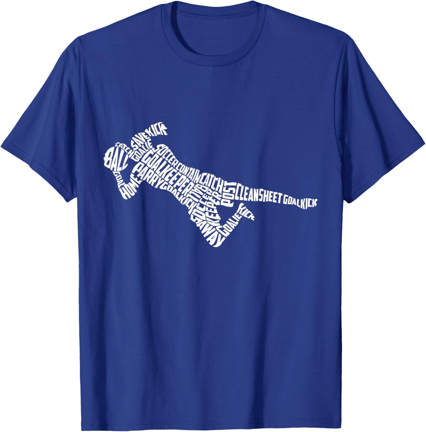 Soccer Woman Goalkeeper Typography with Goalkeeping Terms T-Shirt - T-Shirt | Royal
