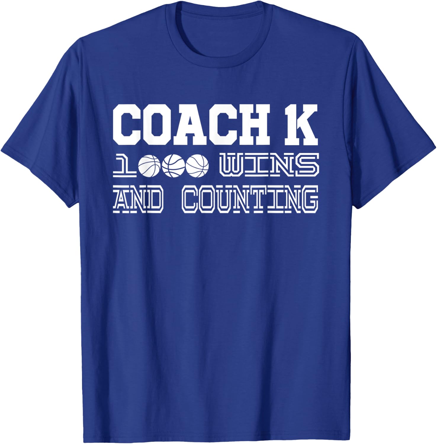 Coach K 1000 Wins Basketball T-Shirt - T-Shirt | Royal