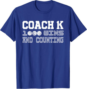 Coach K 1000 Wins Basketball T-Shirt - T-Shirt | Royal
