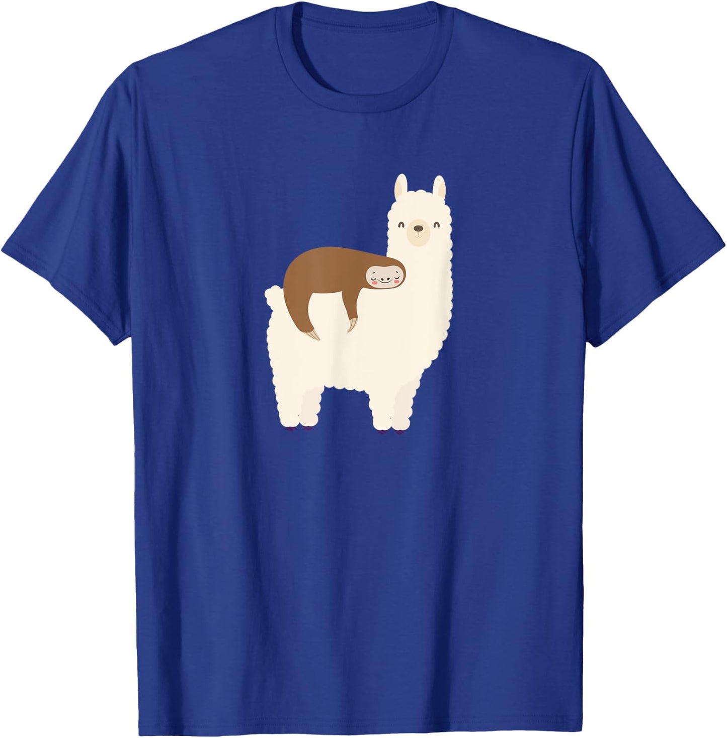 Lazy Sloth Riding Llama Funny Graphic for Girls T-Shirt - T-Shirt | Royal