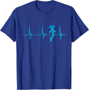Hammerhead Shark Heartbeat EKG Pulsline Ocean Fish T-Shirt - T-Shirt | Royal