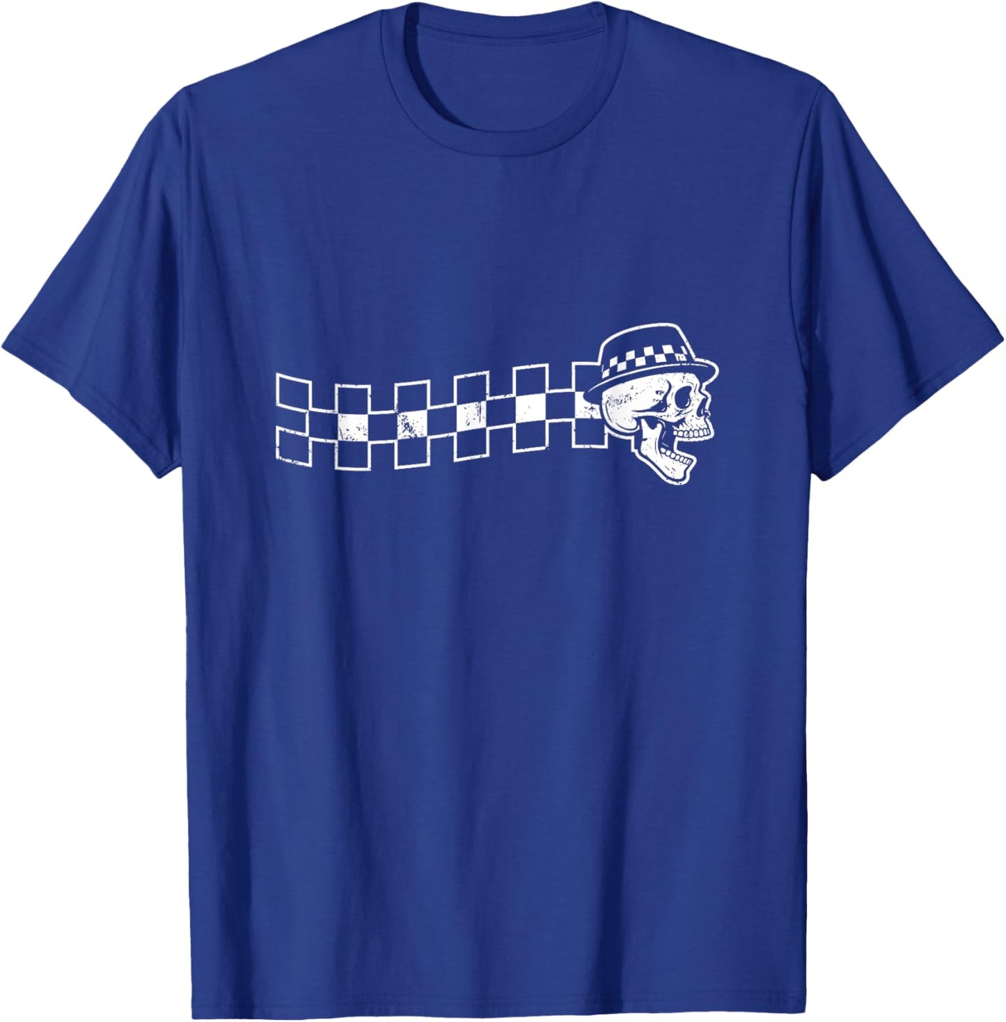 Checker Wave Head Ska Design T-Shirt - T-Shirt | Royal