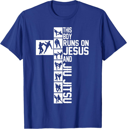 Christian Jiu Jitsu This Boy Runs on Jesus and Jiu Jitsu T-Shirt - T-Shirt | Royal